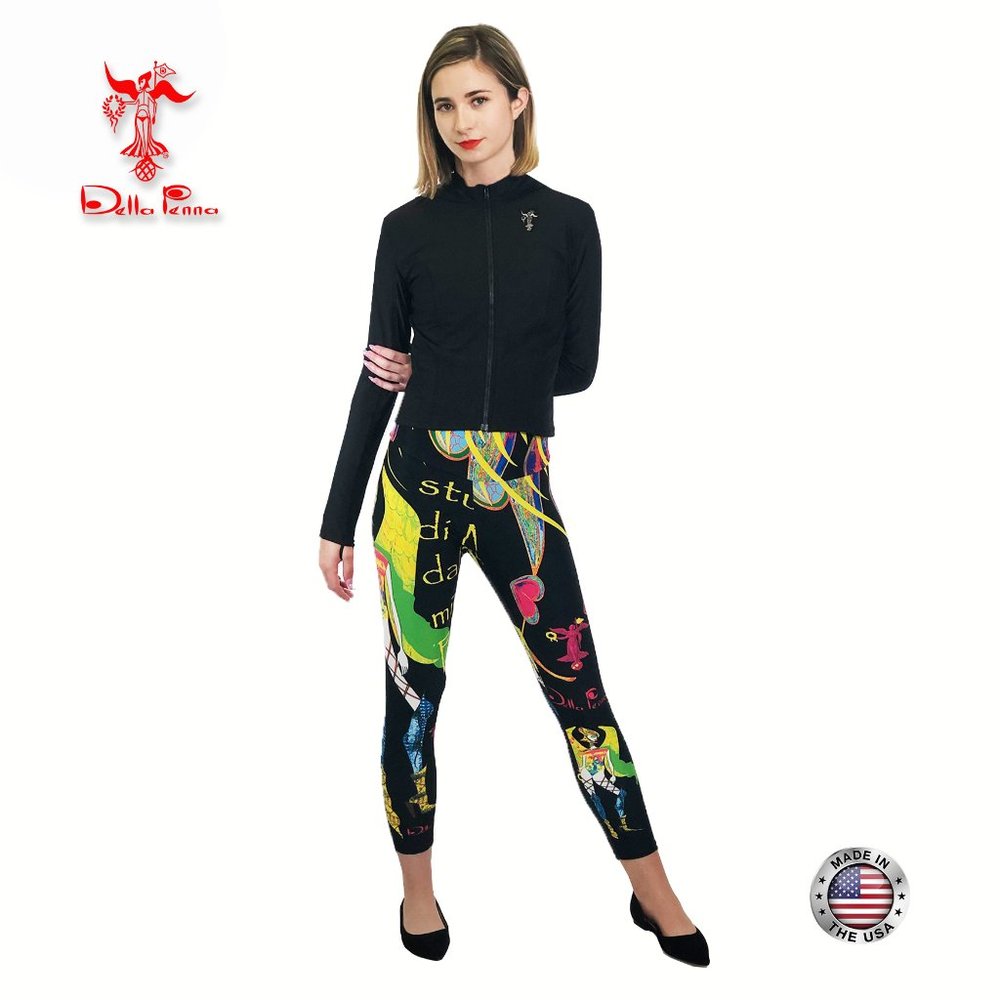 Della Penna Fashion capri style leggings_"Warrior Girl Print" art print